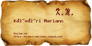 Kővári Mariann névjegykártya